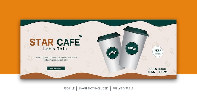 PSD cafe shop cover facebook cover for cafe and restaurant