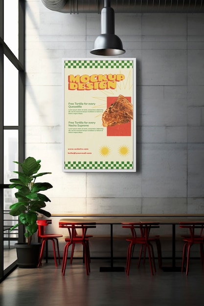 PSD cafeteria poster mockup design