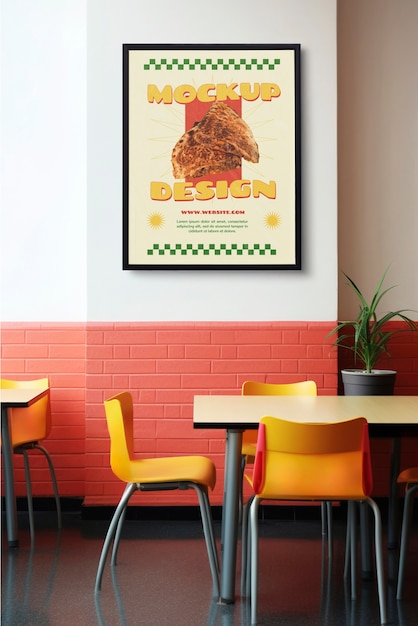 PSD cafeteria poster mockup design