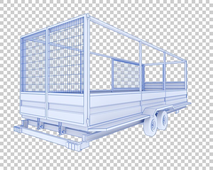 PSD трейлер с клеткой на прозрачном фоне 3d рендеринг иллюстрации