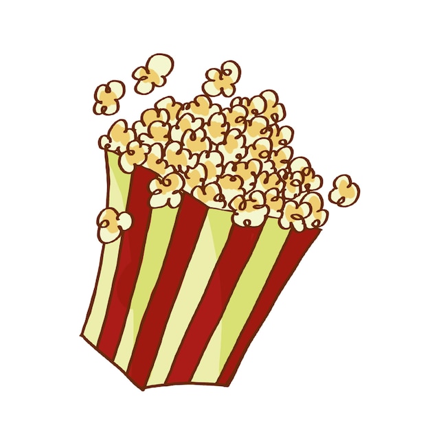caja de palomitas de maiz dibujada y pintada a mano