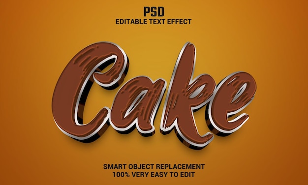 Cake 3d bewerkbaar teksteffect met achtergrond premium psd