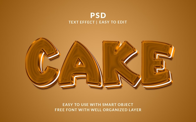 PSD cake 3d bewerkbare tekst effect stijl psd