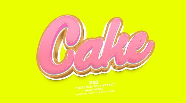 PSD cake 3d editable text effect photoshop template