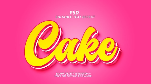 PSD cake 3d psd editable text effect photoshop template with background