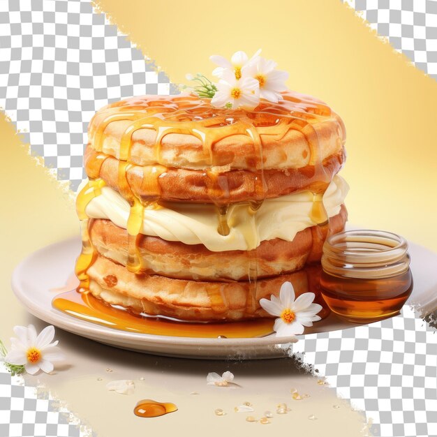 PSD cake made with honey and filled with cream transparent background