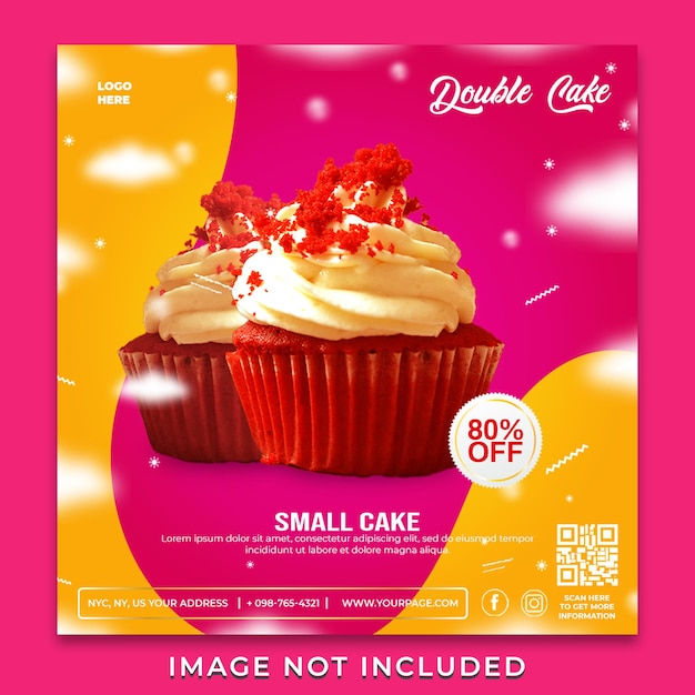 PSD cake menu social media promotion instagram banner post design template