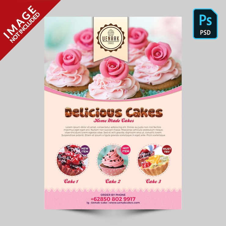 PSD cake promotion flyer template