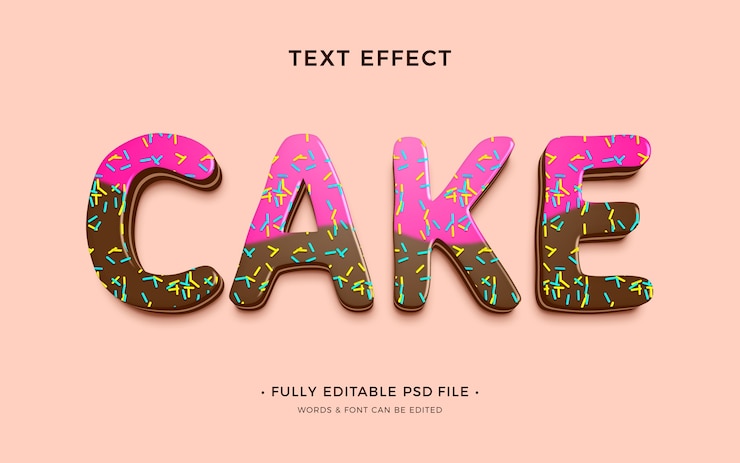 PSD ケーキのテキスト効果のデザイン