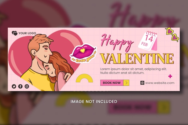 PSD cake valentine banner cover facebook