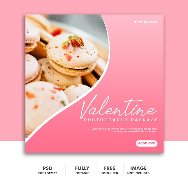 Cake Valentine Banner Social Media Post Instagram Delicious