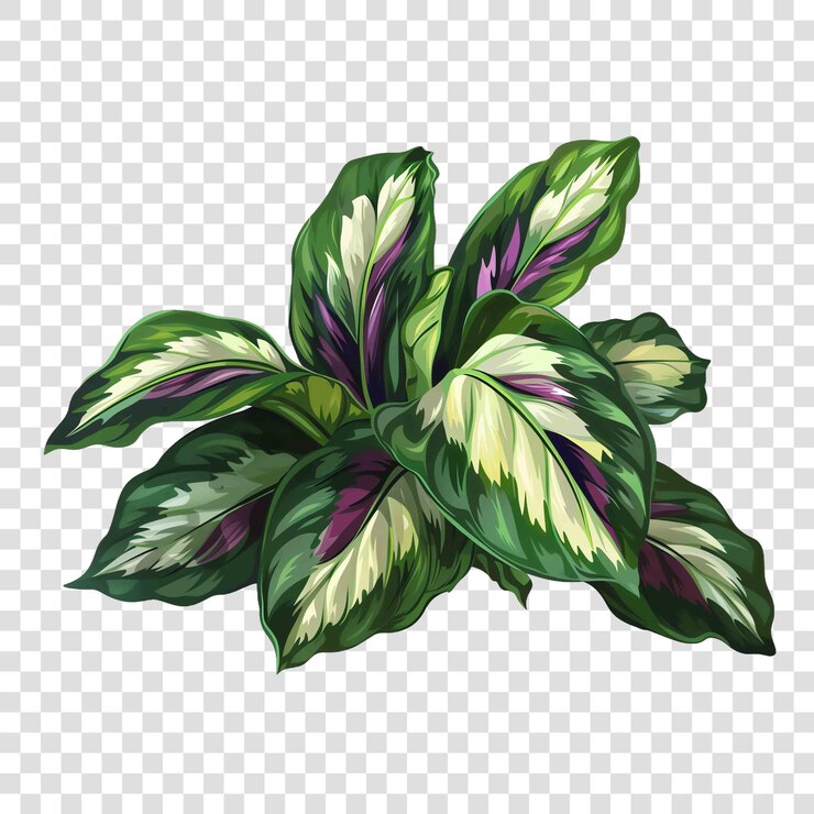 PSD 透明背景上的卡拉提亞花植物元素