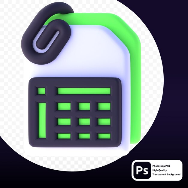 Calc file in 3d render for graphic asset web presentation or other