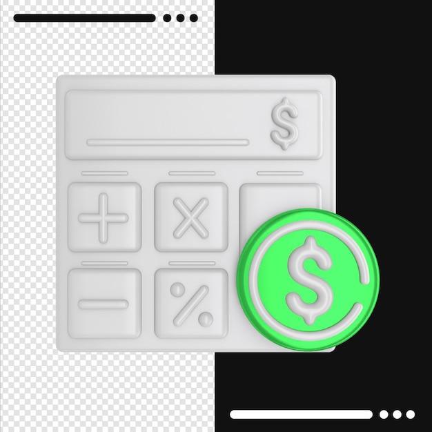 PSD calculator and dollar in 3d rendering