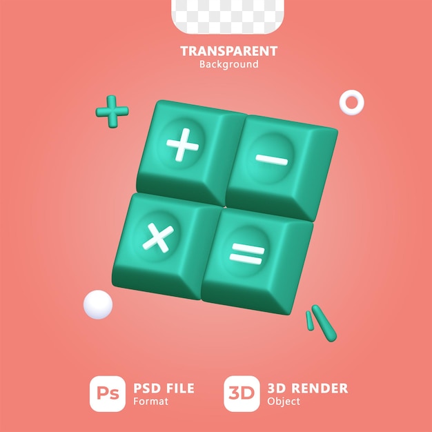 PSD calcolatrice essential 3d icon set per la progettazione dell'interfaccia utente