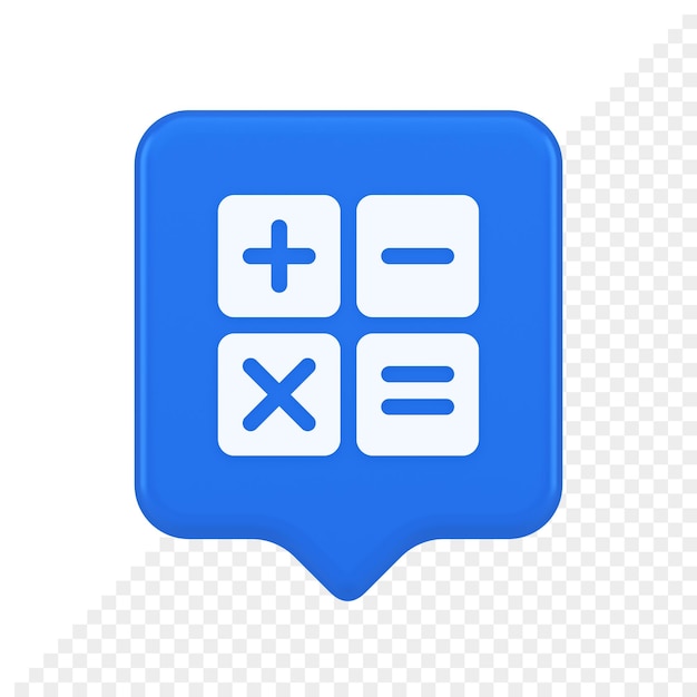 PSD calculator math counting button accounting balance mathematics financial keyboard 3d speech bubble icon