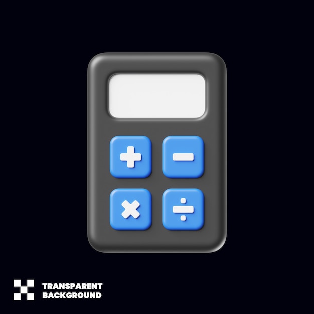 Calculator math education icon in minimalist 3d render