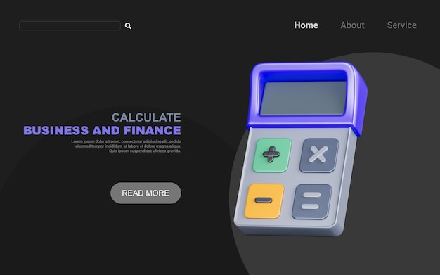 PSD calculator sign on dark background 3d render concept for money calculation budget cost