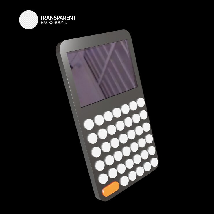 PSD a calculator with a white label that says transparent communications.