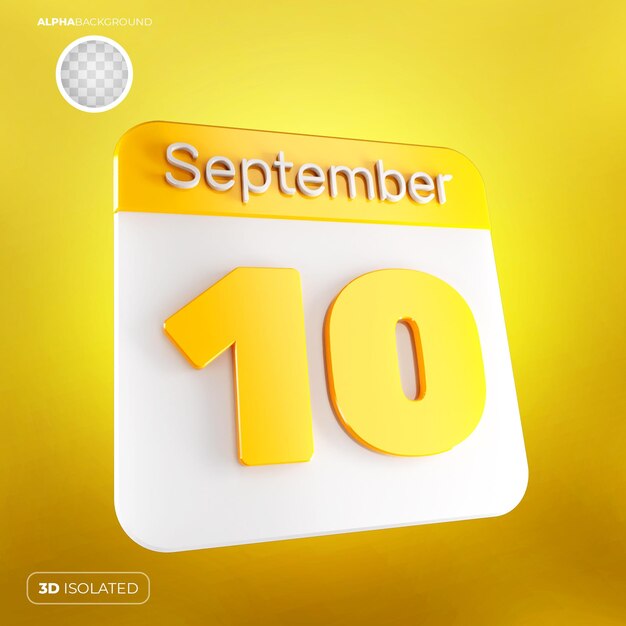 PSD calendario 10 settembre 3d premium psd