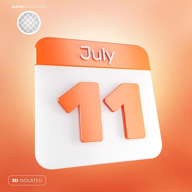 PSD calendar 11 july 3d premium psd