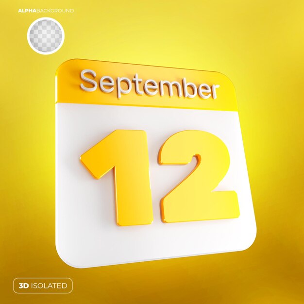 PSD calendar 12 september 3d premium psd