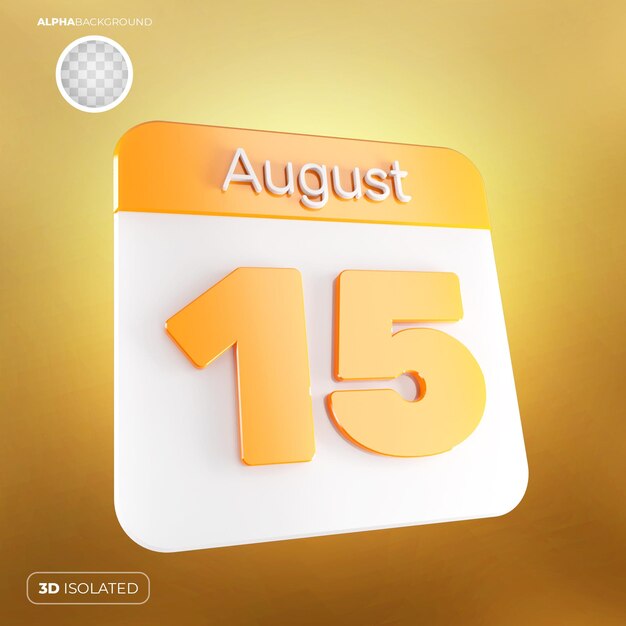 Calendar 15 August 3D Premium PSD