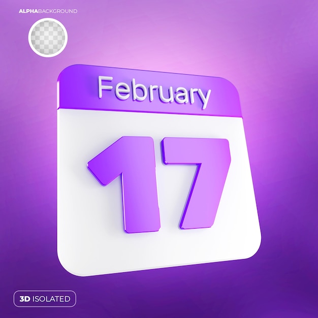 Calendar 17 february 3d premium psd