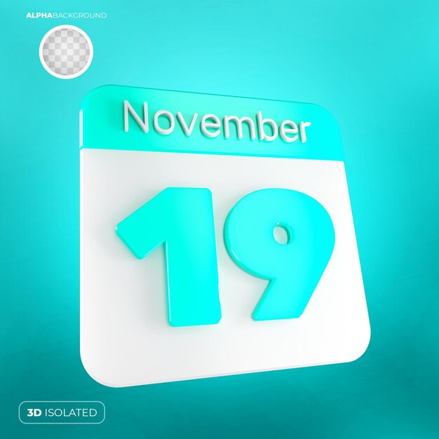 PSD カレンダー 11 月 19 日 3 d premium psd