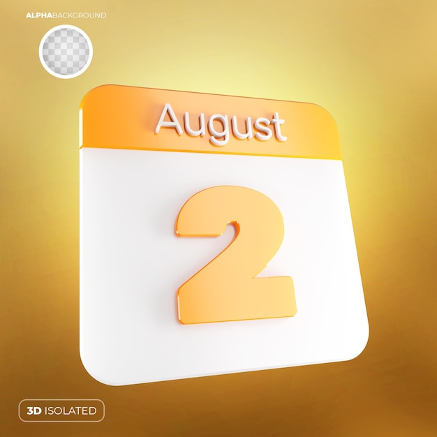 Calendar 2 August 3D Premium PSD