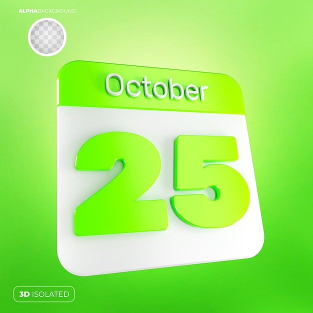 PSD calendario 25 ottobre 3d premium psd