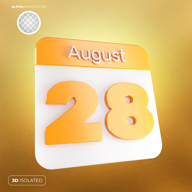 Calendar 28 August 3D Premium PSD