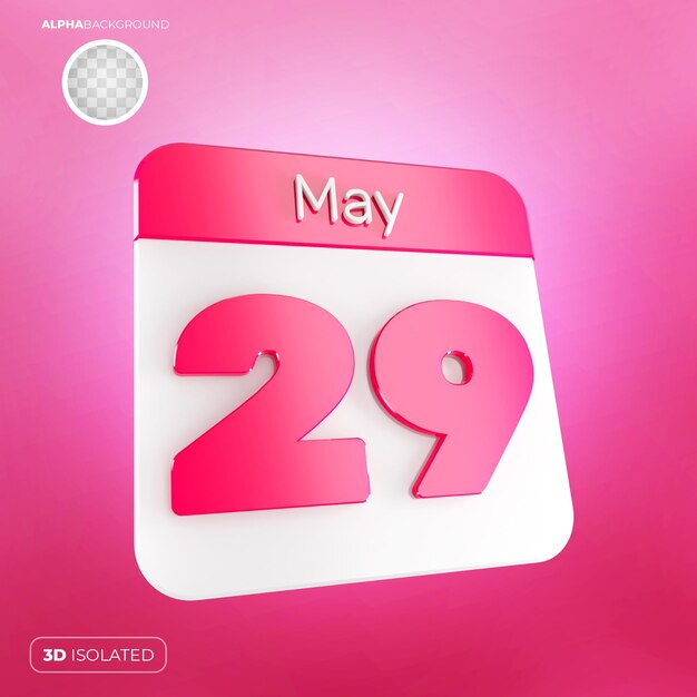 PSD calendario 29 maggio 3d premium psd