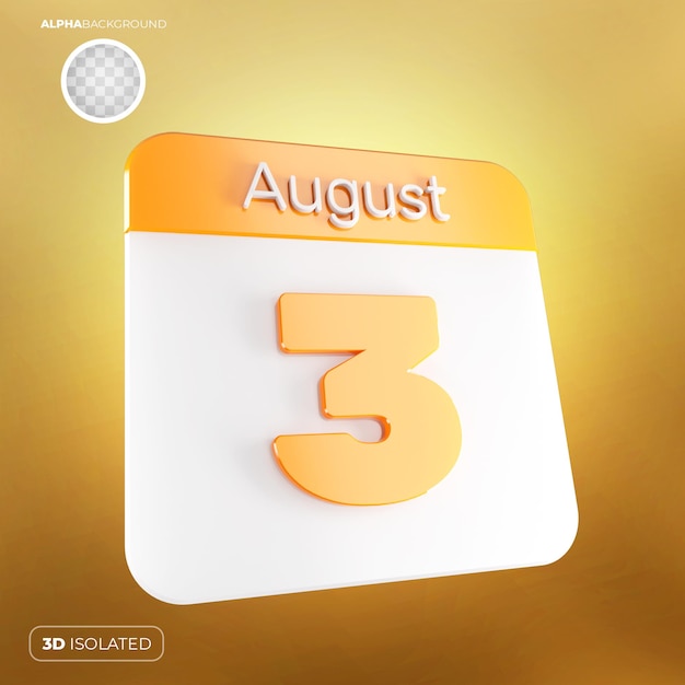 Calendar 3 August 3D Premium PSD