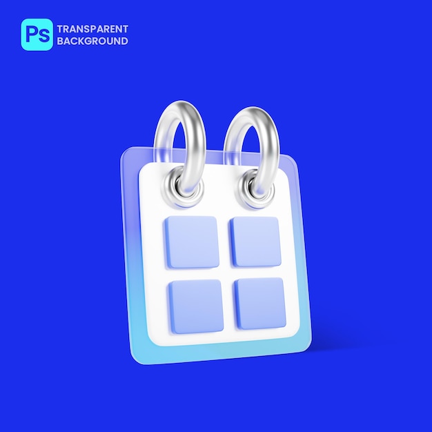 PSD calendar 3d model is isolated on blue background