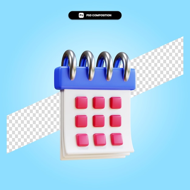 calendar 3d render illustration isolated