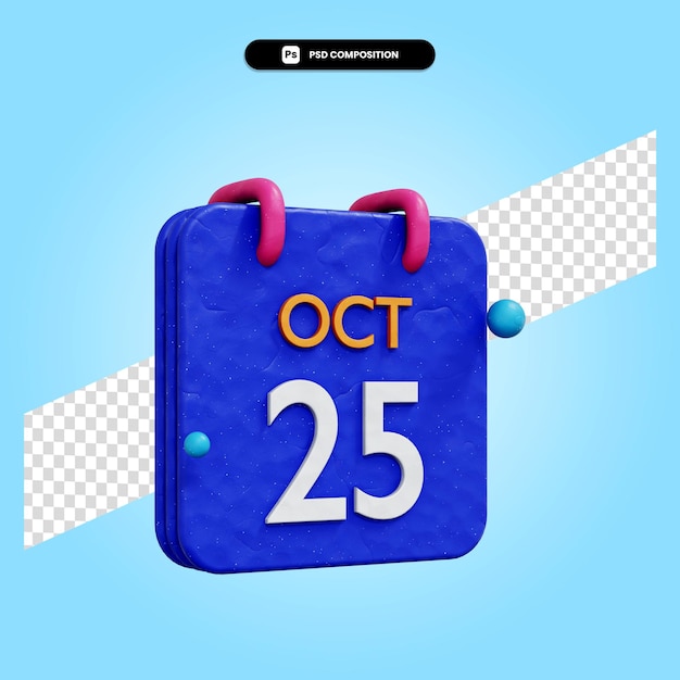 Illustrazione di rendering 3d del calendario isolata