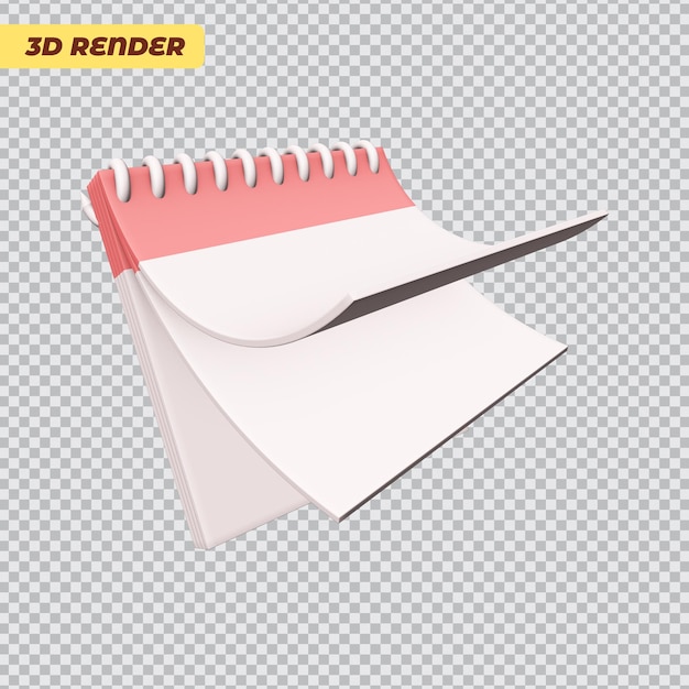 PSD illustrazione di rendering 3d del calendario isolata