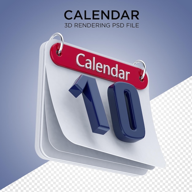 Calendario rendering 3d con sfondo isolato Psd Premium