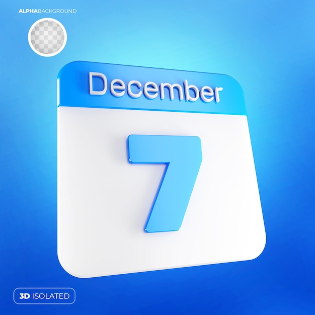 PSD calendar 7 december 3d premium psd