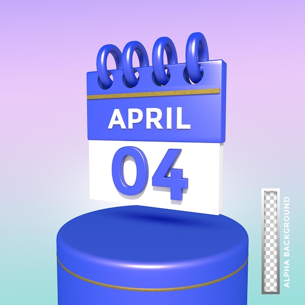 Calendar april day 4 with podium psd