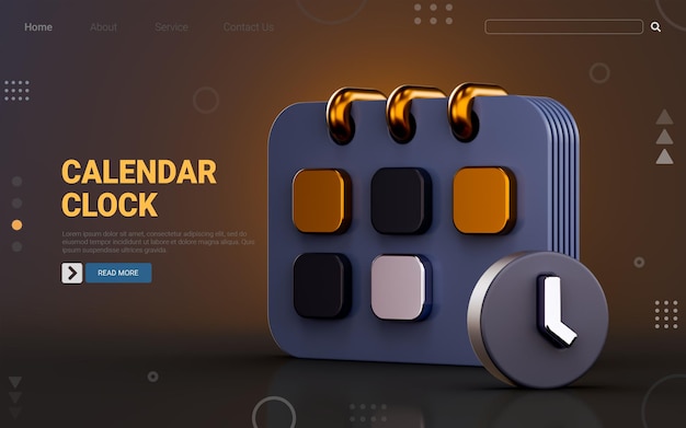 calendar assignment and clock icon on dark background 3d render concept for schedule appointment