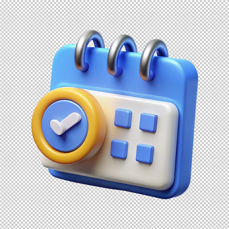 PSD calendar assignment and clock icon schedule appointment planning concept 3d vector