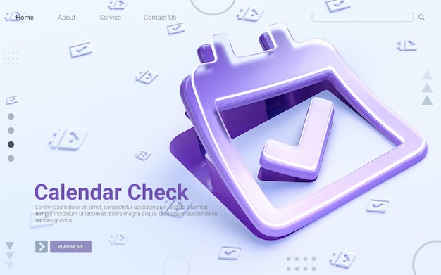 PSD segno di controllo del calendario pieghevole su sfondo bianco concetto di rendering 3d per modello web banner sociale cov