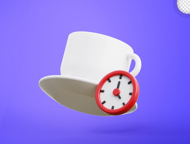 PSD illustrazione dell'icona 3d del tempo del caffè del calendario