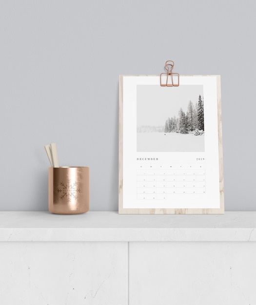 calendar concept on cabinet mock-up