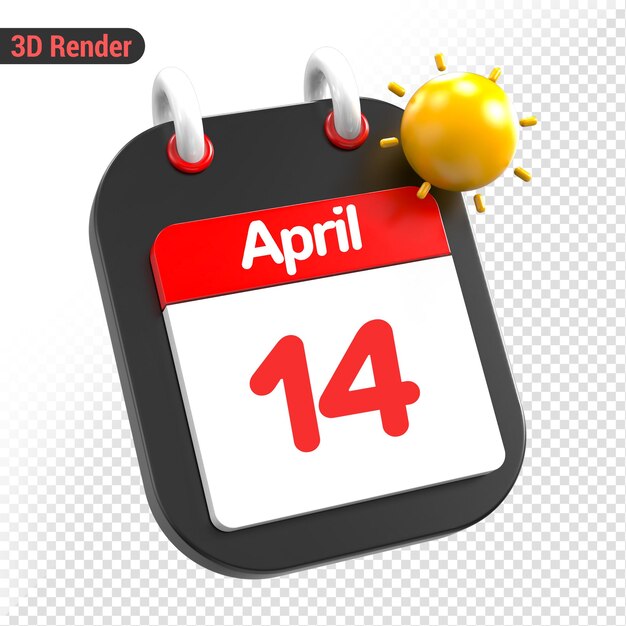 PSD calendar date event icon illustration render of day