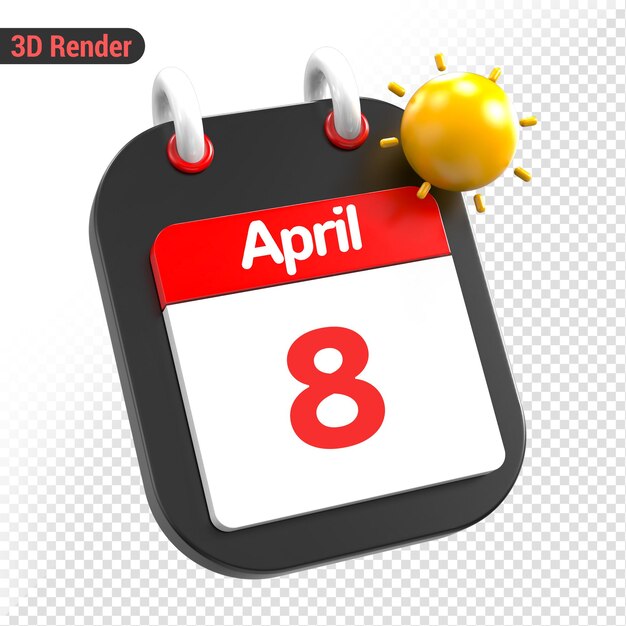 PSD calendar date evento icona illustrazione rendering del giorno