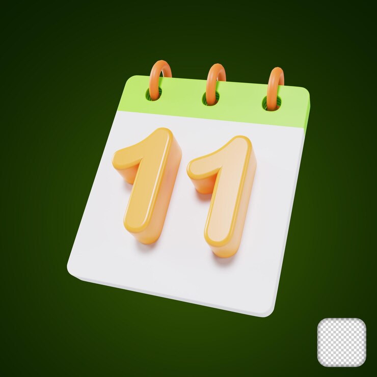 PSD 달 3d 그림의 달력 11일