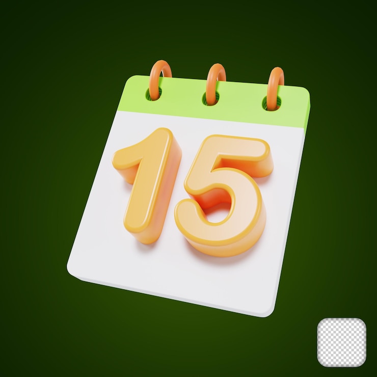 PSD 달 3d 그림의 달력 일 15